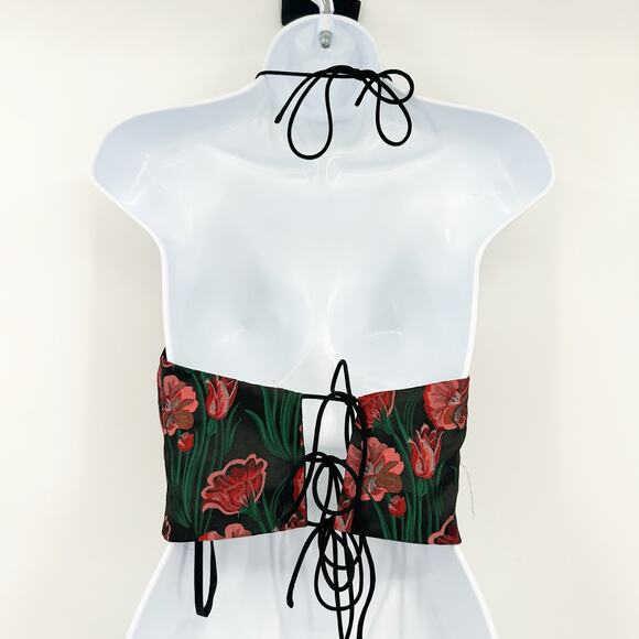 Superdown Revolve Womens Summer Floral Halter Neck Helen Open Back Top Size S - Picture 8 of 8